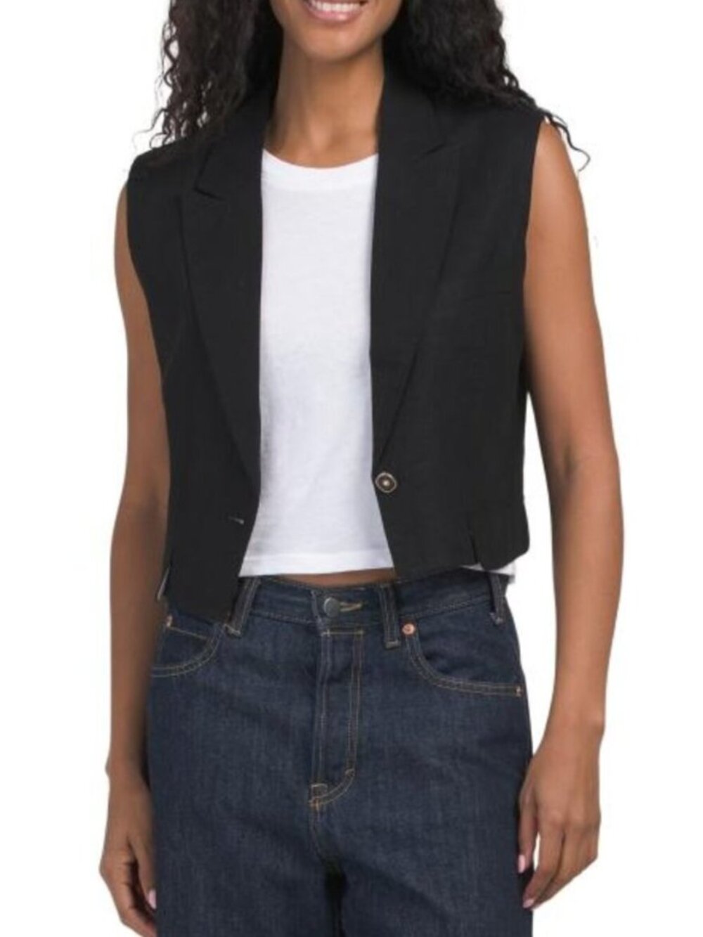 RACHEL ZOE Linen Blend Buttoned Vest